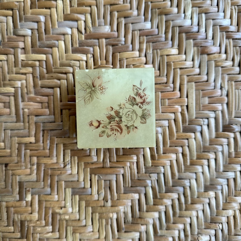 Vintage Floral Italian Alabaster Hand carved Trinket/Jewelry Box